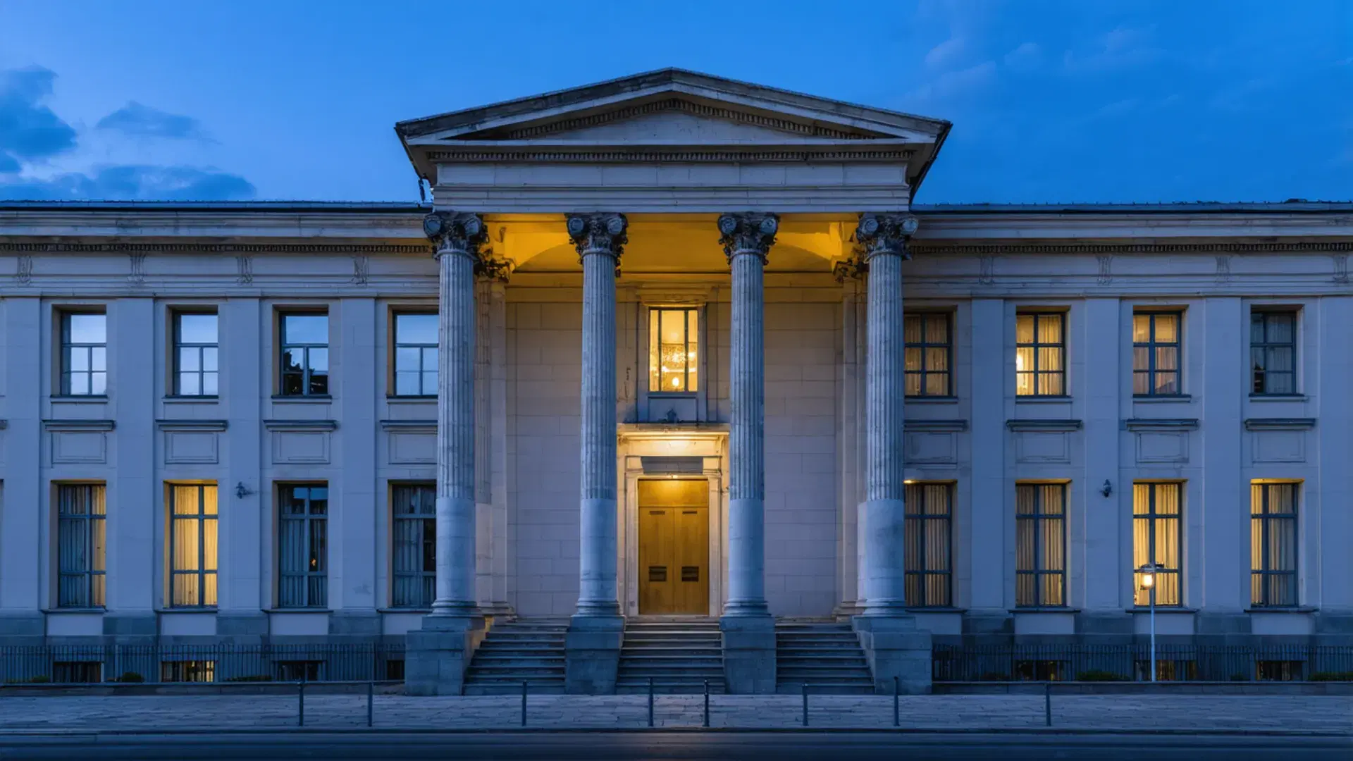 Institutional regulatory facade — compliance posture visual